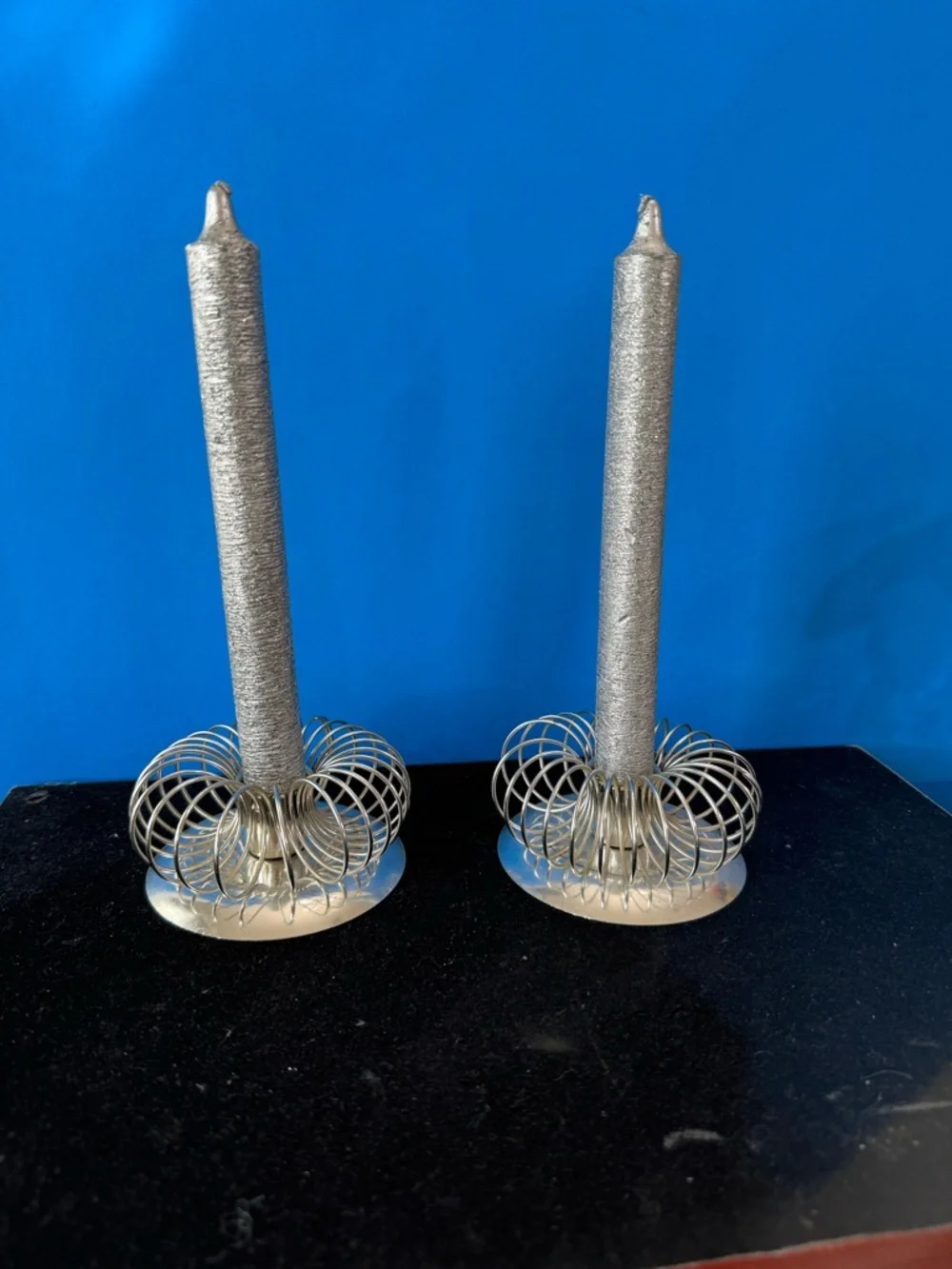 2 Sunburst Spirograph candle holders with mirrored bases